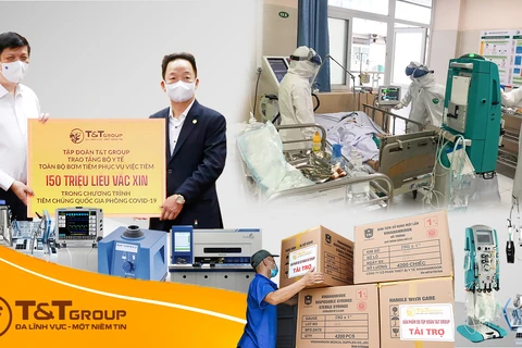 Từ khi dịch COVID-19 bùng phát, Tập đoàn T&T Group đã tài trợ, hỗ trợ nhiều trang thiết bị, vật tư y tế cho Bộ Y tế và các địa phương. (Nguồn: Vietnam+)