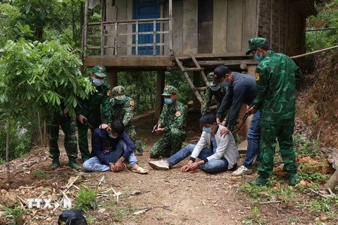 Khống chế, bắt giữ các đối tượng cùng tang vật, phá thành công chuyên án ma túy trong nội địa khu vực biên giới Việt Nam-Lào. (Ảnh: Xuân Tiến/TTXVN) 