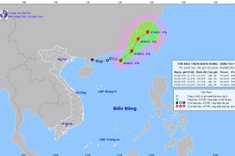 Hình ảnh vị trí và đường đi của bão số 4. (Nguồn: nchmf.gov.vn)