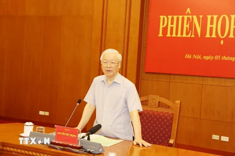 Tổng Bí thư Nguyễn Phú Trọng phát biểu khai mạc Phiên họp thứ 20 Ban Chỉ đạo Trung ương về phòng, chống tham nhũng . (Ảnh: Trí Dũng/TTXVN) 
