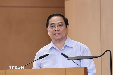 Thủ tướng Phạm Minh Chính phát biểu khai mạc. (Ảnh: Dương Giang/TTXVN) 