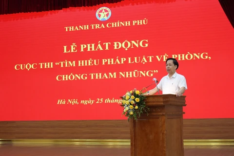 Phó Tổng Thanh tra Chính phủ Trần Ngọc Liêm, Trưởng ban Tổ chức phát biểu tại lễ phát động. (Nguồn: Thanh tra Chính phủ)