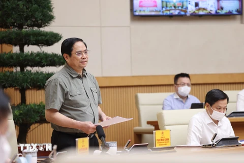 Thủ tướng Phạm Minh Chính phát biểu kết luận cuộc họp. (Ảnh: Dương Giang/TTXVN) 