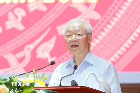 Tổng Bí thư Nguyễn Phú Trọng phát biểu chỉ đạo hội nghị. (Ảnh: Phương Hoa/TTXVN) 