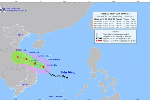 Hình ảnh vị trí và đường đi của bão số 6. (Nguồn: nchmf.gov.vn)