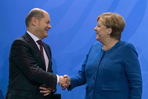 Thủ tướng Đức Angela Merkel và ông Olaf Scholz. (Nguồn: AFP)