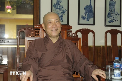 Hòa thượng Thích Bảo Nghiêm, Trưởng ban Trị sự Giáo hội Phật giáo Việt Nam thành phố Hà Nội. (Ảnh Mạnh Khánh/TTXVN)