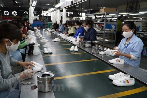 Các doanh nghiệp da giày đẩy mạnh sản xuất, tận dụng cơ hội từ các FTA để thúc đẩy xuất khẩu. (Ảnh: Đức Duy/Vietnam+) 