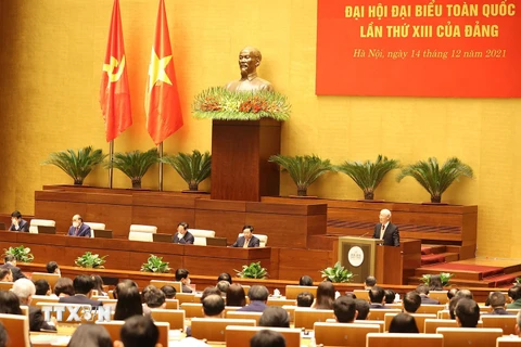 Hình ảnh toàn cảnh Tổng Bí thư Nguyễn Phú Trọng phát biểu chỉ đạo hội nghị. (Ảnh: Trí Dũng/TTXVN) 
