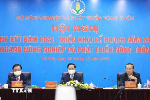 Thủ tướng Chính phủ Phạm Minh Chính đến dự và chỉ đạo hội nghị. (Ảnh: Vũ Sinh/TTXVN) 