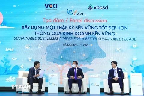Một buổi tọa đàm do VCCI tổ chức. (Ảnh: Tuấn Anh/TTXVN)