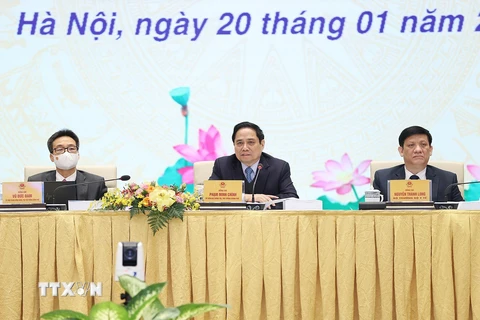 Thủ tướng Phạm Minh Chính phát biểu chỉ đạo hội nghị. (Ảnh: Dương Giang/TTXVN) 