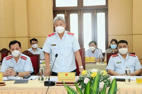 Chánh Thanh tra Bộ Nội vụ Nguyễn Mạnh Khương phát biểu tại buổi công bố quyết định thanh tra. (Nguồn: Bộ Nội vụ) 