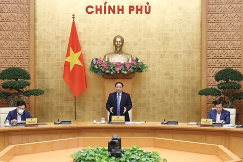 Thủ tướng Phạm Minh Chính chủ trì phiên họp Chính phủ. (Ảnh: Dương Giang/TTXVN)