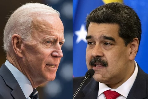 Tổng thống Mỹ Joe Biden và người đồng cấp Venezuela Nicolas Maduro. (Nguồn: Bloomberg)