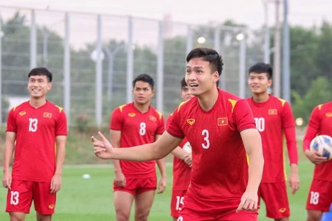 Toàn bộ cầu thủ U23 Việt Nam cho thấy tinh thần và thể trạng tốt sau khi trải qua 3 trận đấu vòng bảng. (Ảnh: VFF) 