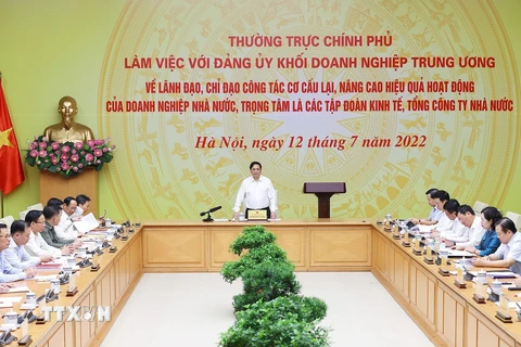 Thủ tướng Phạm Minh Chính phát biểu chỉ đạo. (Ảnh: Dương Giang/TTXVN)