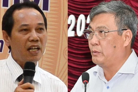 Ông Nguyễn Đức Hòa (trái) và ông Nguyễn Văn Phong - hai Phó Chủ tịch Ủy ban Nhân dân tỉnh Bình Thuận. (Nguồn: tuoitre.vn)