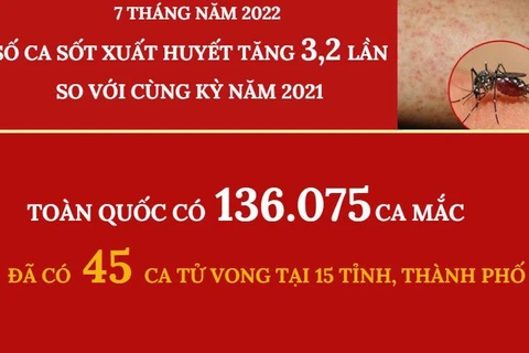 [Infographics] Số ca sốt xuất huyết tăng 3,2 lần so cùng kỳ năm ngoái