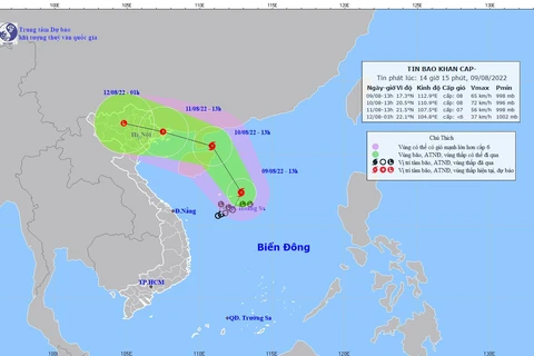 Hình ảnh vị trí và đường đi của bão số 2. (Nguồn: nchmf.gov.vn)