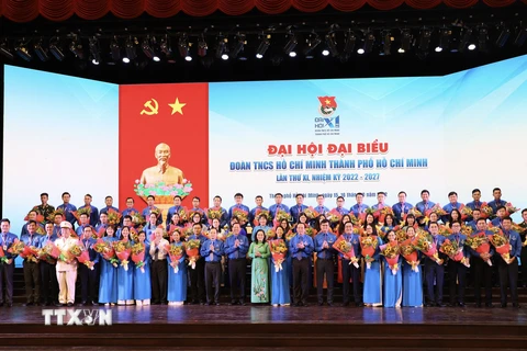 Ra mắt Ban Chấp hành Thành đoàn Thành phố Hồ Chí Minh khoá XI. (Ảnh: Hồng Giang/TTXVN)
