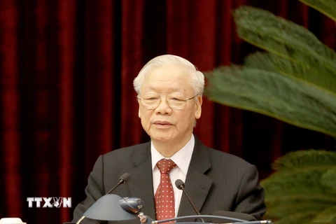 Tổng Bí thư Nguyễn Phú Trọng phát biểu chỉ đạo hội nghị. (Ảnh: Phương Hoa/TTXVN) 