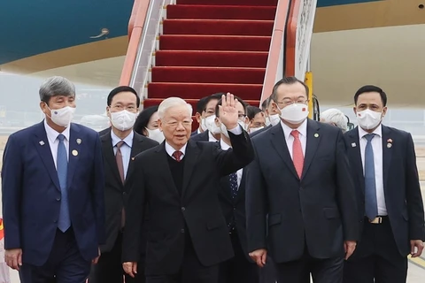 Tổng Bí thư Nguyễn Phú Trọng đến sân bay quốc tế Bắc Kinh. (Ảnh: Trí Dũng/TTXVN) 