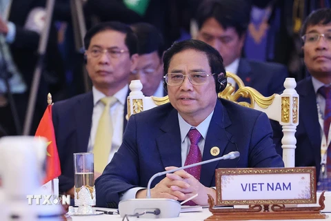Thủ tướng Phạm Minh Chính dự Hội nghị Cấp cao ASEAN- Ấn Độ lần thứ 19. (Ảnh: Dương Giang/TTXVN) 