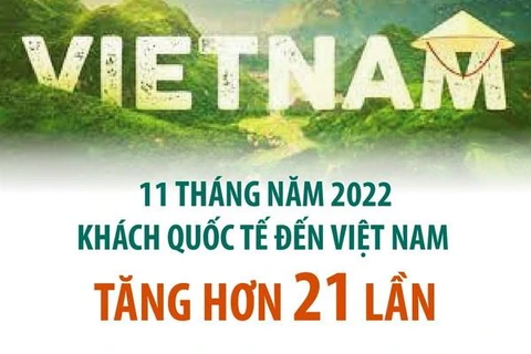 Khách quốc tế đến Việt Nam tăng hơn 21 lần trong 11 tháng năm 2022