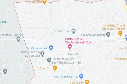 Xã Xuân Yên, huyện Nghi Xuân (tỉnh Hà Tĩnh) - nơi xảy ra vụ án mạng khiến hai người tử vong. (Nguồn: Google Maps)