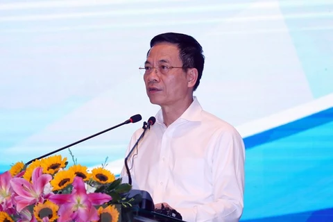 Phó Trưởng Ban Tuyên giáo Trung ương, Bộ trưởng Bộ Thông tin và Truyền thông Nguyễn Mạnh Hùng. (Ảnh: Thống Nhất/TTXVN) 