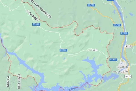 Bản đồ khu vực huyện Đà Bắc, tỉnh Hòa Bình. (Nguồn: Google Maps)