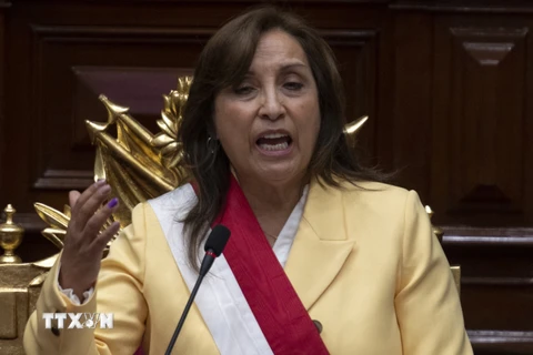 Tổng thống Peru Dina Boluarte. (Nguồn: AFP/TTXVN)