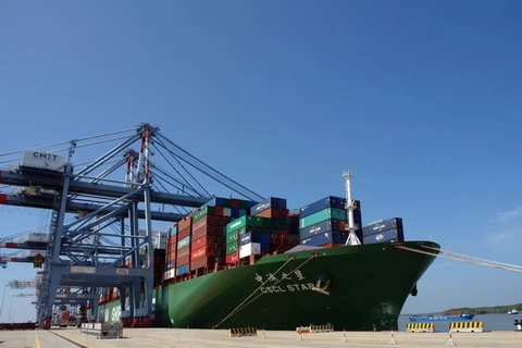 Cảng quốc tế Cái Mép đón siêu tàu container. (Ảnh: Đoàn Mạnh Dương/TTXVN) 