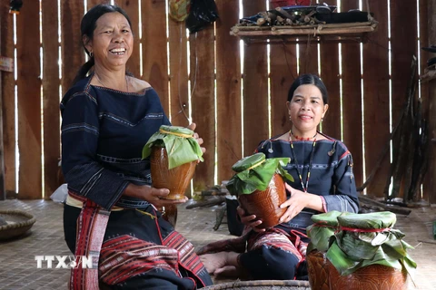 Rượu ghè, thức uống không thể thiếu trong các mùa lễ hội của người dân tộc thiểu số Tây Nguyên. (Ảnh: Hồng Điệp/TTXVN) 