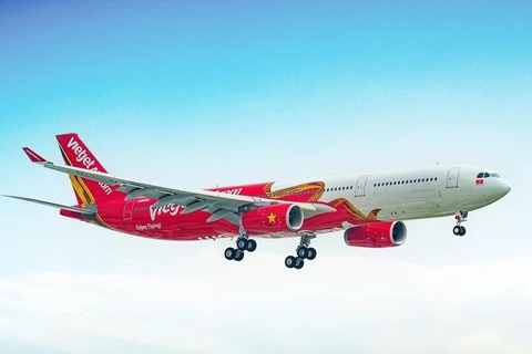 Máy bay thân rộng A330 hiện đại của hãng hàng không Vietjet dùng để bay Thành phố Hồ Chí Minh-Australia. (Ảnh: CTV/Vietnam+) 