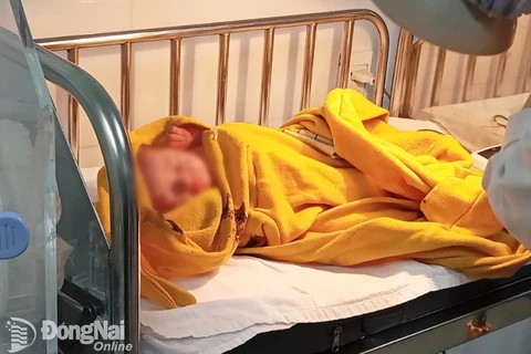 Sức khỏe bé gái sơ sinh bị bỏ rơi đã ổn định và đang được chăm sóc tại Bệnh viện nhi đồng Đồng Nai. (Nguồn: Báo Đồng Nai)