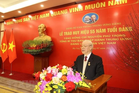 Tổng Bí thư Nguyễn Phú Trọng phát biểu tại buổi lễ. (Ảnh: Trí Dũng/TTXVN) 