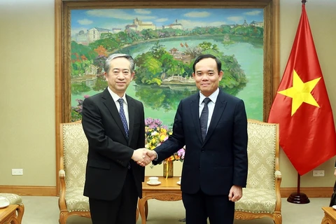 Phó Thủ tướng Trần Lưu Quang tiếp Đại sứ đặc mệnh toàn quyền Cộng hòa nhân dân Trung Hoa tại Việt Nam Hùng Ba. (Nguồn: Báo Chính phủ)