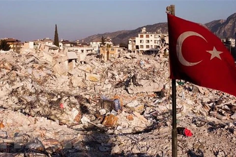 Cảnh đổ nát ở Antakya, Hatay, Thổ Nhĩ Kỳ sau trận động đất ngày 6/2. (Ảnh: AFP/TTXVN) 