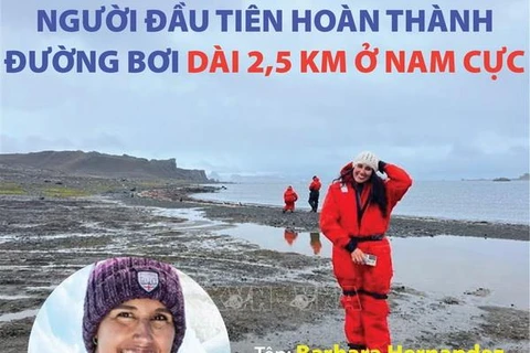 Hernandez - Người đầu tiên hoàn thành đường bơi 2,5km ở Nam Cực