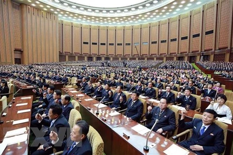 Toàn cảnh một phiên họp toàn thể Hội đồng Nhân dân Tối cao (Quốc hội) Triều Tiên tại Bình Nhưỡng. (Ảnh: AFP/TTXVN) 