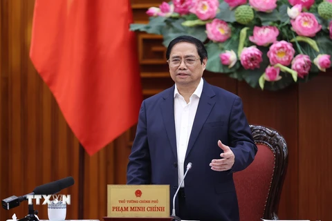 Thủ tướng Phạm Minh Chính phát biểu tại cuộc họp. (Ảnh: Dương Giang/TTXVN) 