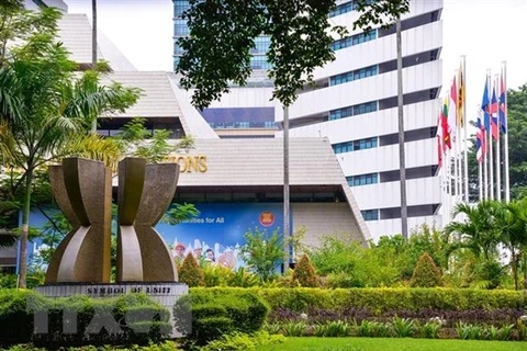 Quang cảnh tòa nhà trụ sở Ban Thư ký ASEAN tại Jakarta, Indonesia ngày 1/1/2022. (Nguồn: THX/TTXVN) 