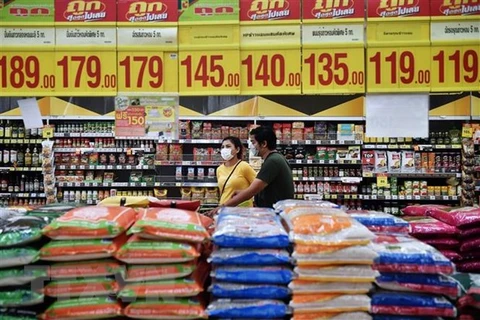 Gạo được bày bán tại siêu thị ở Bangkok, Thái Lan. (Nguồn: AFP/TTXVN) 