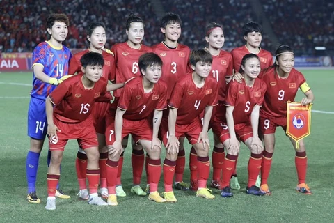 Đội tuyển bóng đá nữ Việt Nam. (Ảnh: Hoàng Linh/TTXVN)