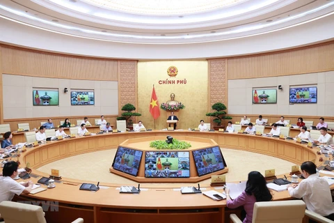 Phiên họp Chính phủ thường kỳ tháng 5. (Ảnh: Dương Giang/TTXVN) 