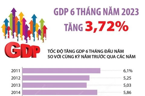 [Infographics] GDP cả nước trong 6 tháng năm 2023 tăng 3,72%