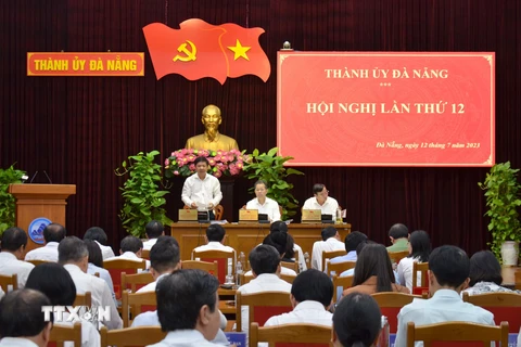 Quang cảnh Hội nghị Ban chấp hành Đảng bộ thành phố Đà Nẵng lần thứ 12. (Ảnh: Quốc Dũng/TTXVN)