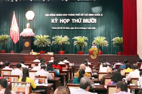 Quang cảnh phiên bế mạc Kỳ họp thứ 10 Hội đồng Nhân dân Thành phố Hồ Chí Minh khóa X. (Ảnh: Xuân Khu/TTXVN)